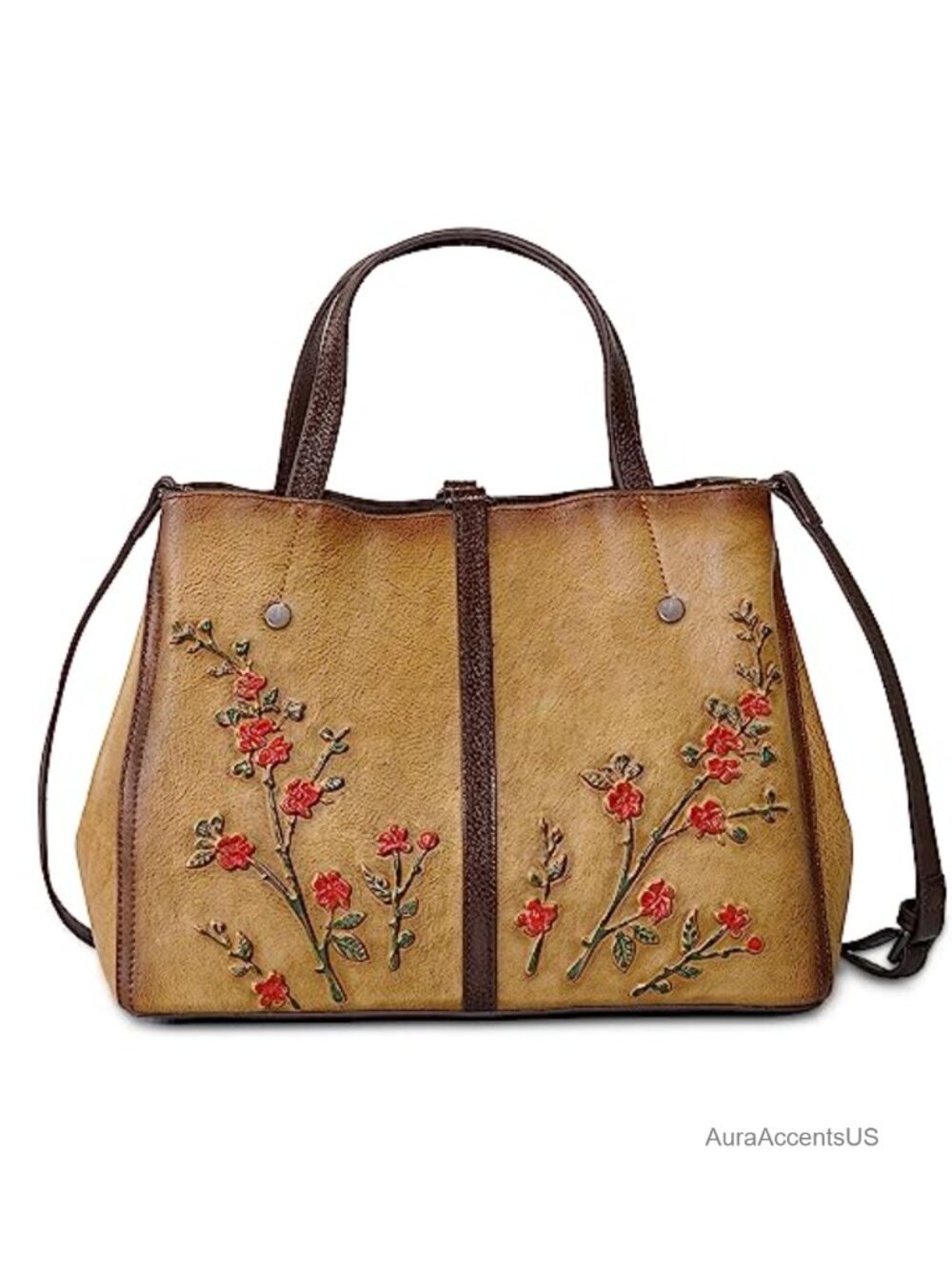 Genuine Leather Satchel Handmade Embossed Crossbody Purse